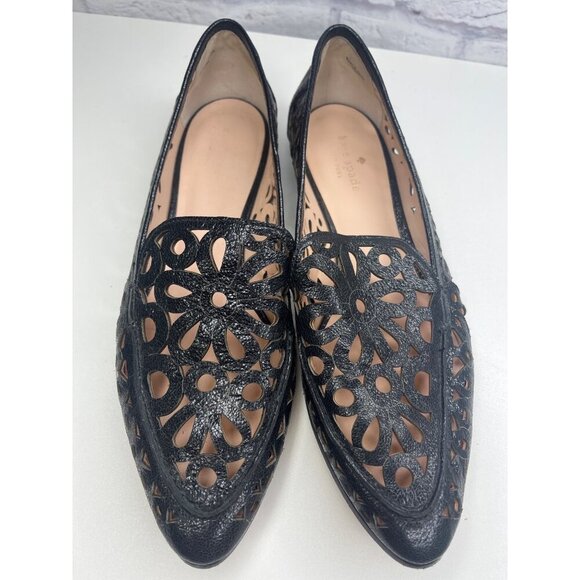Kate Spade New York Caffrey Cut-Out Loafer Ladies 10M Black Leather Flats - Picture 11 of 12
